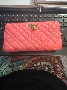 Kurt Geiger Quilted Pink Zip Wallet with Gold Lock